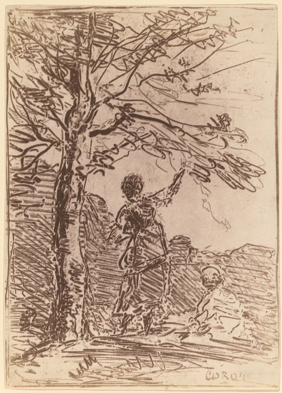 Ung kvinna och döden av Jean Baptiste Camille Corot