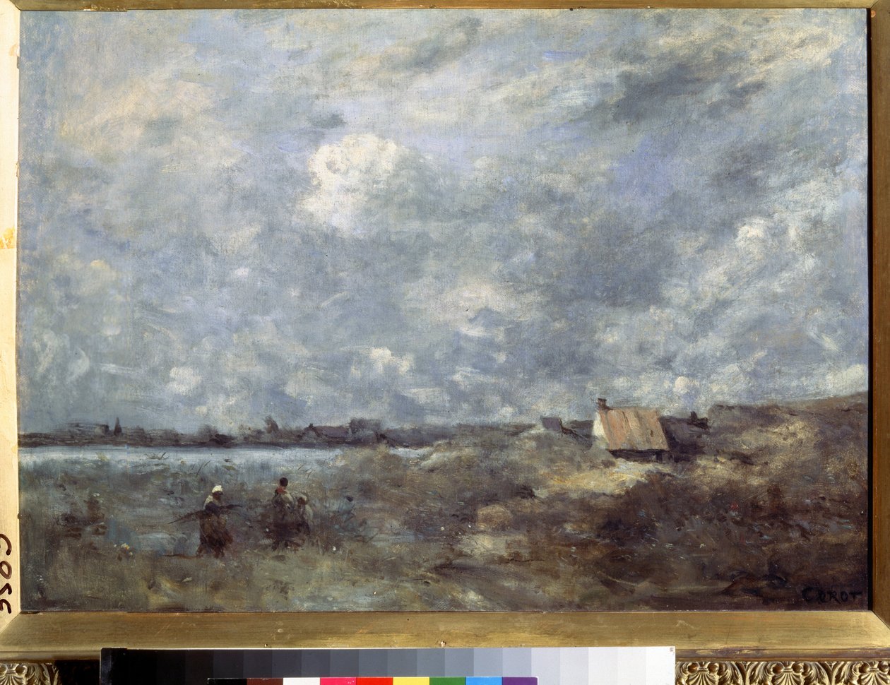 ""storm till sjöss i Pas de Calais"" (Stormigt väder. Pas de Calais) Målning av Camille Corot (1796-1875) ca 1870 Pouchkine Museum, Moskva av Jean Baptiste Camille Corot