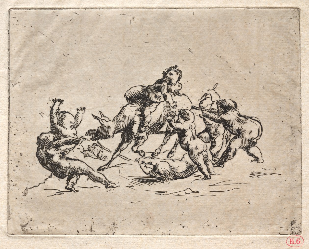 Bacchanal med barn och åsna. av Jean Baptiste Carpeaux