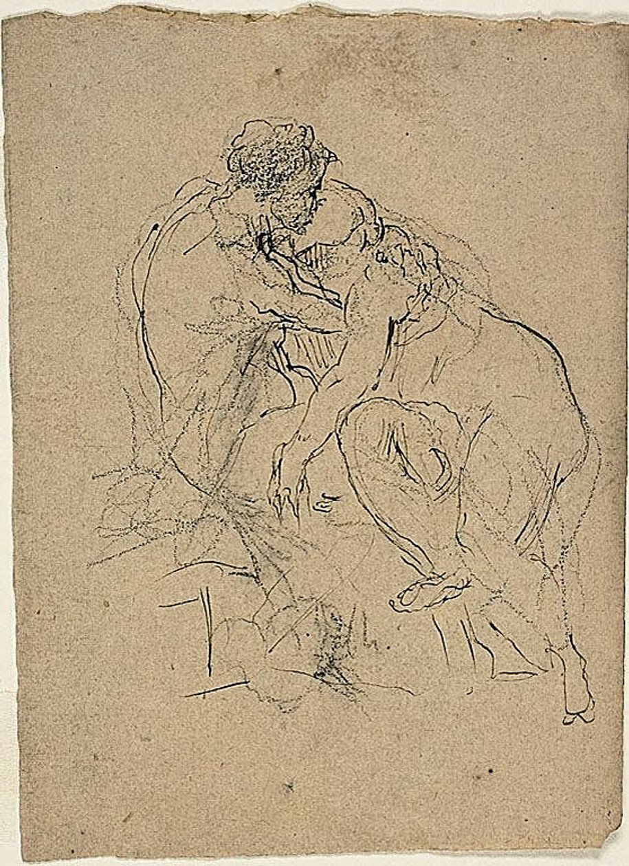Sittande par som omfamnar varandra av Jean Baptiste Carpeaux
