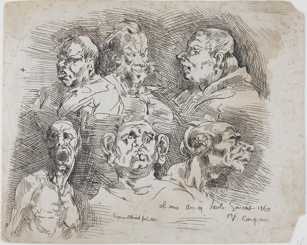 Studier av huvuden av Jean Baptiste Carpeaux