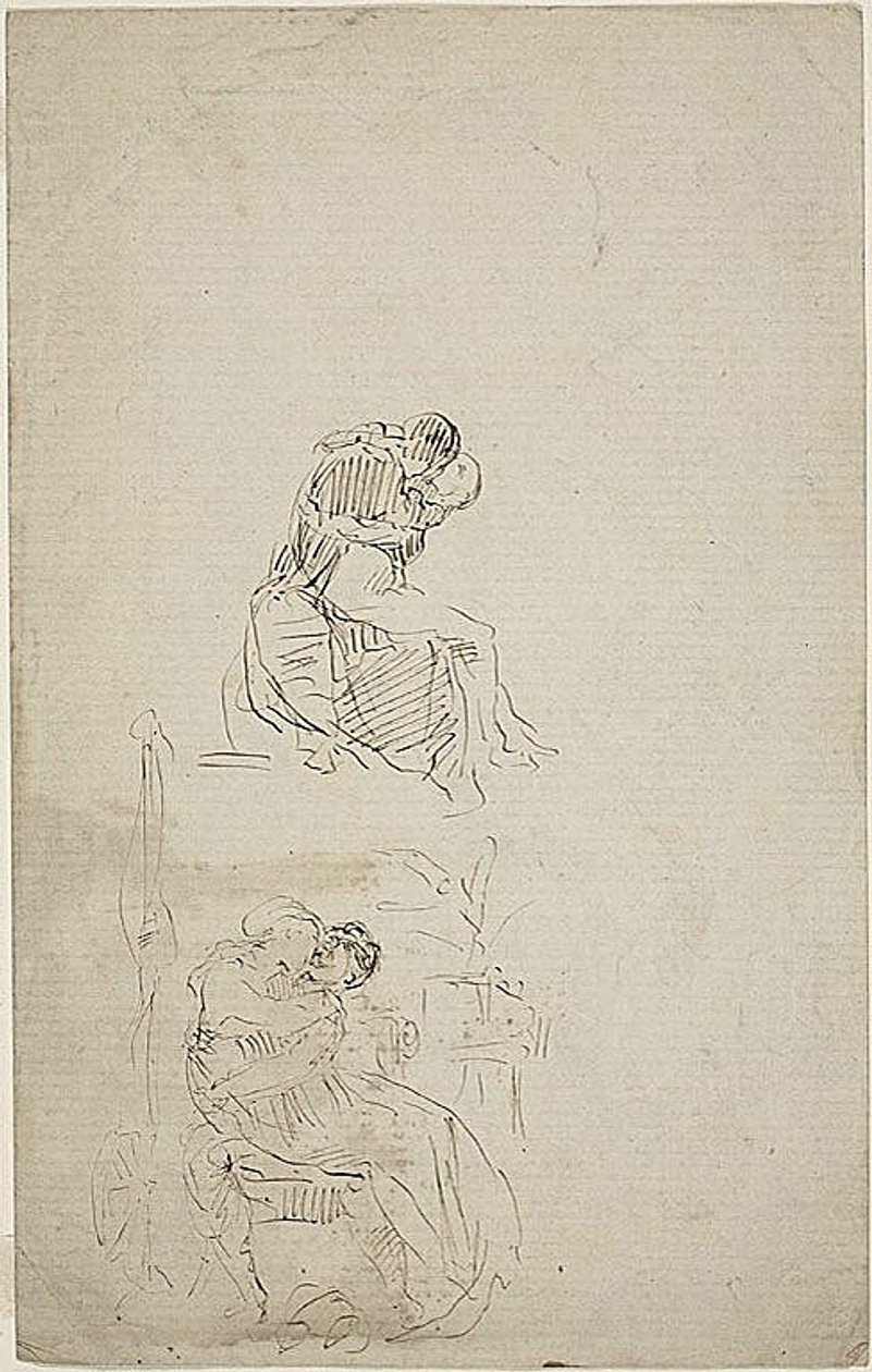 Två sittande omfamnande par av Jean Baptiste Carpeaux