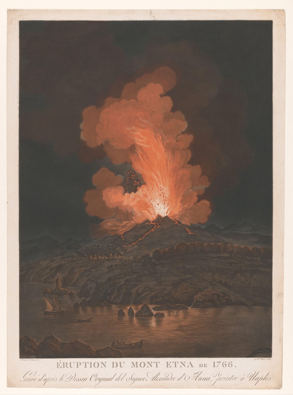 Uitbarsting van de Etna Etnas utbrott 1766 (titel på objekt) av Jean Baptiste Chapuy