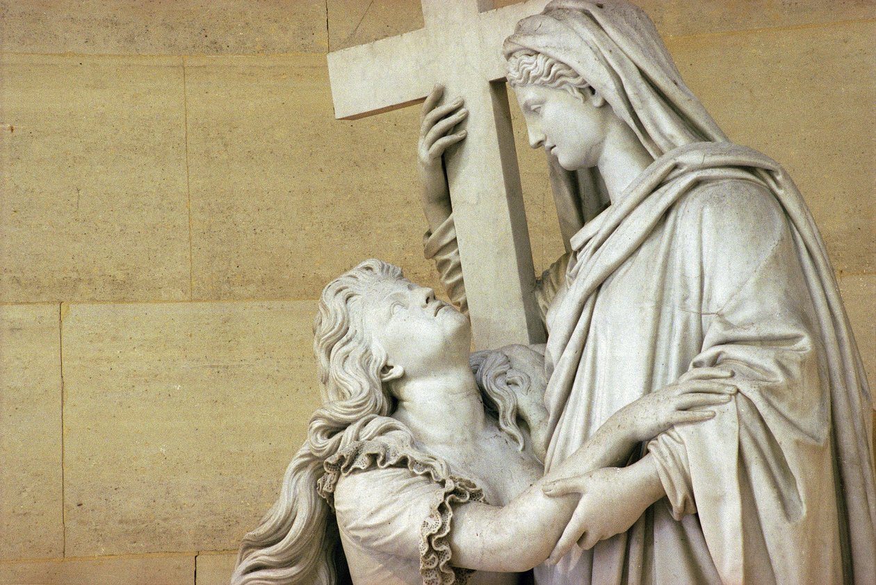 Marie Antoinette (1755-93) hålls av religionen, 1825 (marmor) (se även 252688) av Jean Baptiste Cortot