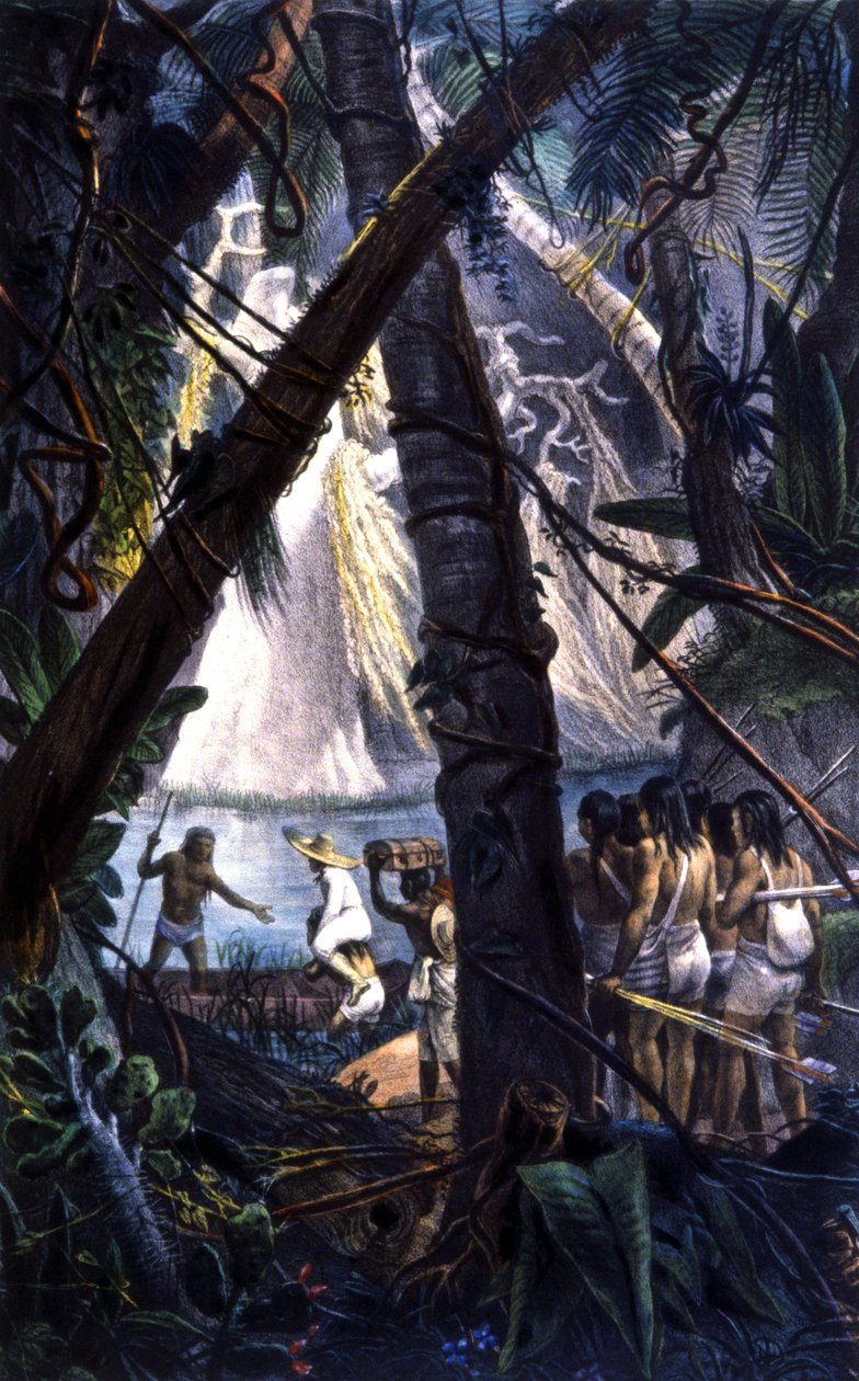 Goyana indianer i den amazoniska skogen. Litografi 1839 av Jean Baptiste Debret