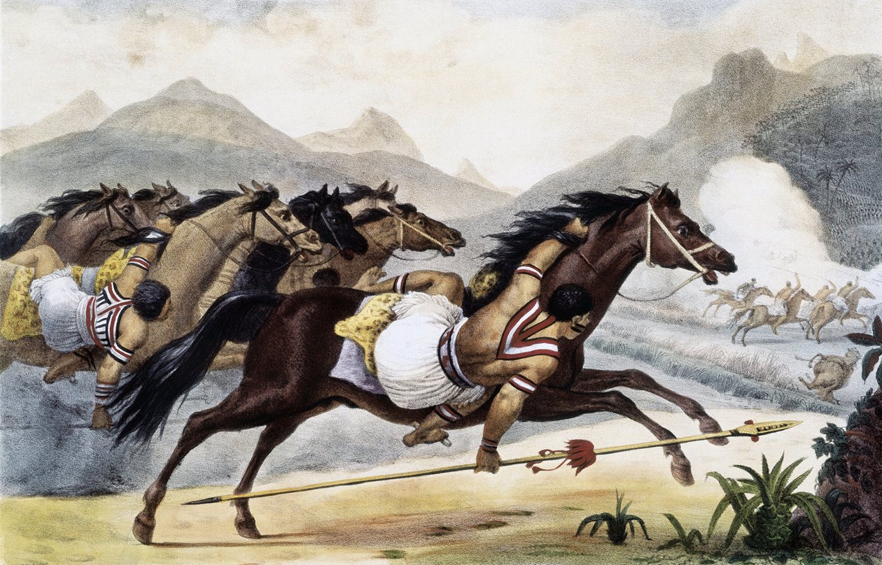 Guaycuru-indianer till häst, bildar pittoresk och historisk resa till Brasilien, Brasilien av Jean Baptiste Debret