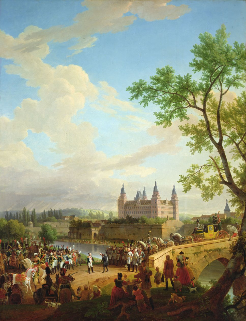 Napoleon och baron von Dalberg, Aschaffenburg, 2 oktober 1806 av Jean Baptiste Debret