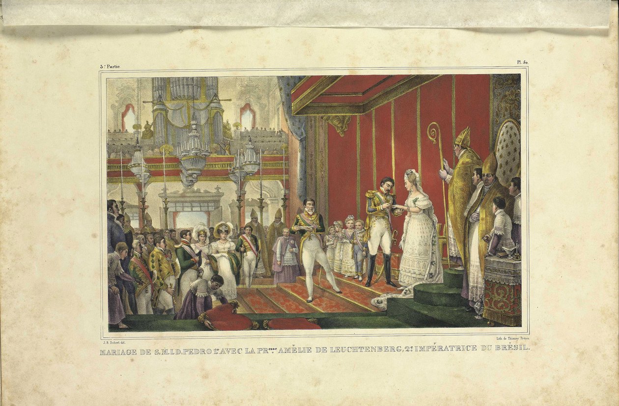 Äktenskapet mellan Amélie av Leuchtenberg och kejsar Pedro I av Brasilien, 1829 av Jean Baptiste Debret