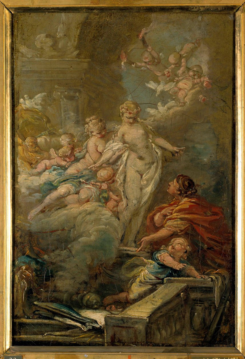 Pygmalion och Galatee-skiss av Jean Baptiste Deshays (1729-1765) 1700-talets sön. 0,49 x 0,33 m. Rundturer i konstmuseet av Jean Baptiste Deshays