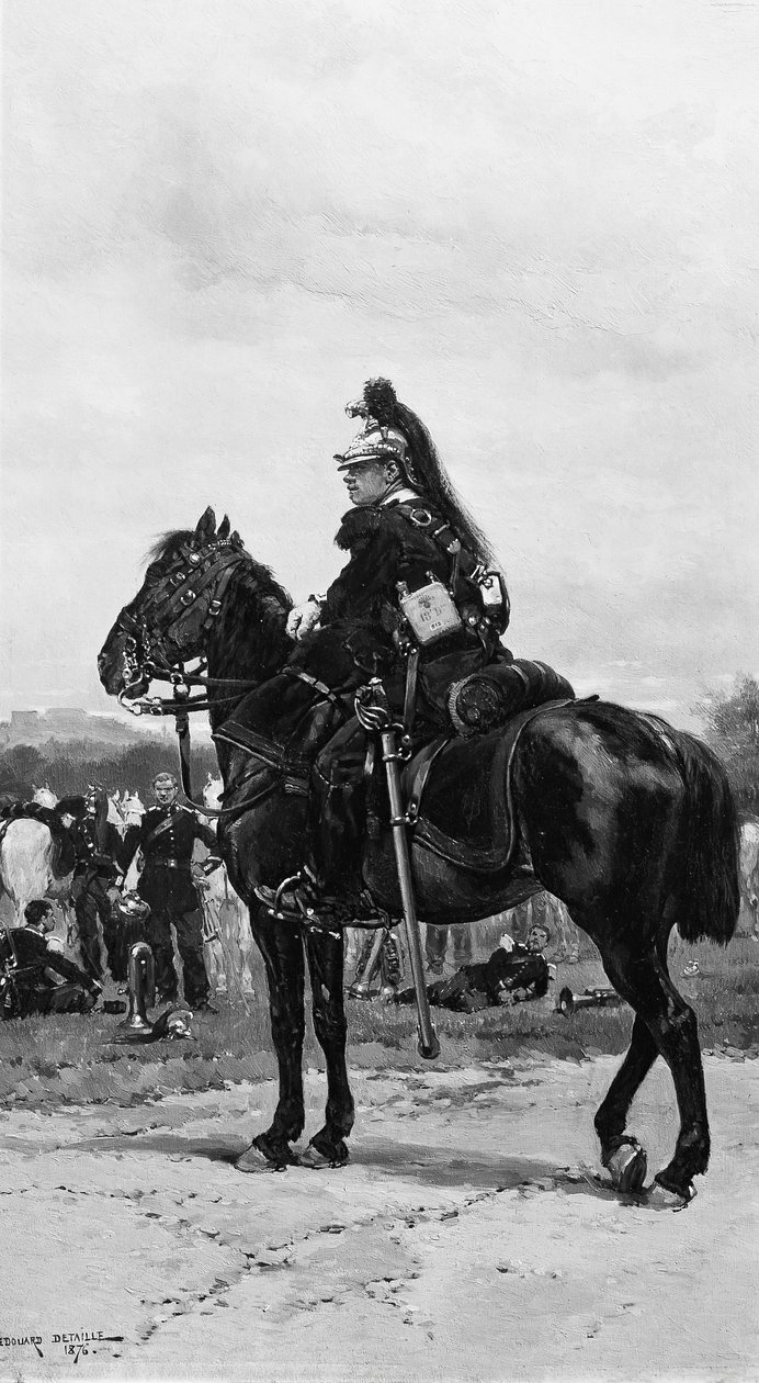 En dragon till häst, 1876. av Jean Baptiste Edouard Detaille