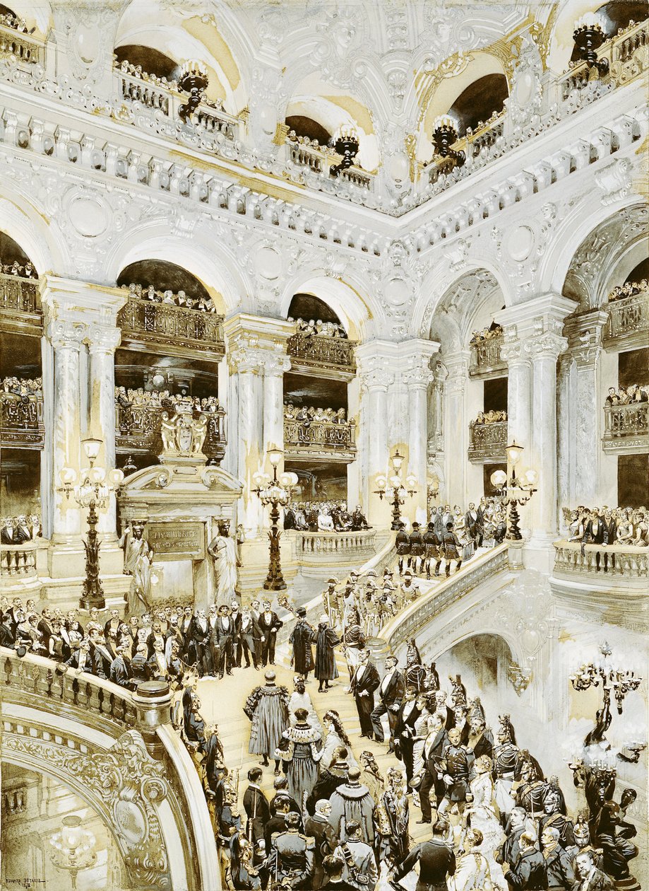Invigning av Paris operahus den 5 januari 1875, 1878 (wc och vitt på papper) av Jean Baptiste Edouard Detaille