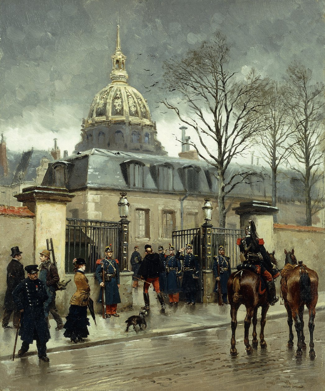 Utanför Les Invalides, Paris, av Jean Baptiste Edouard Detaille