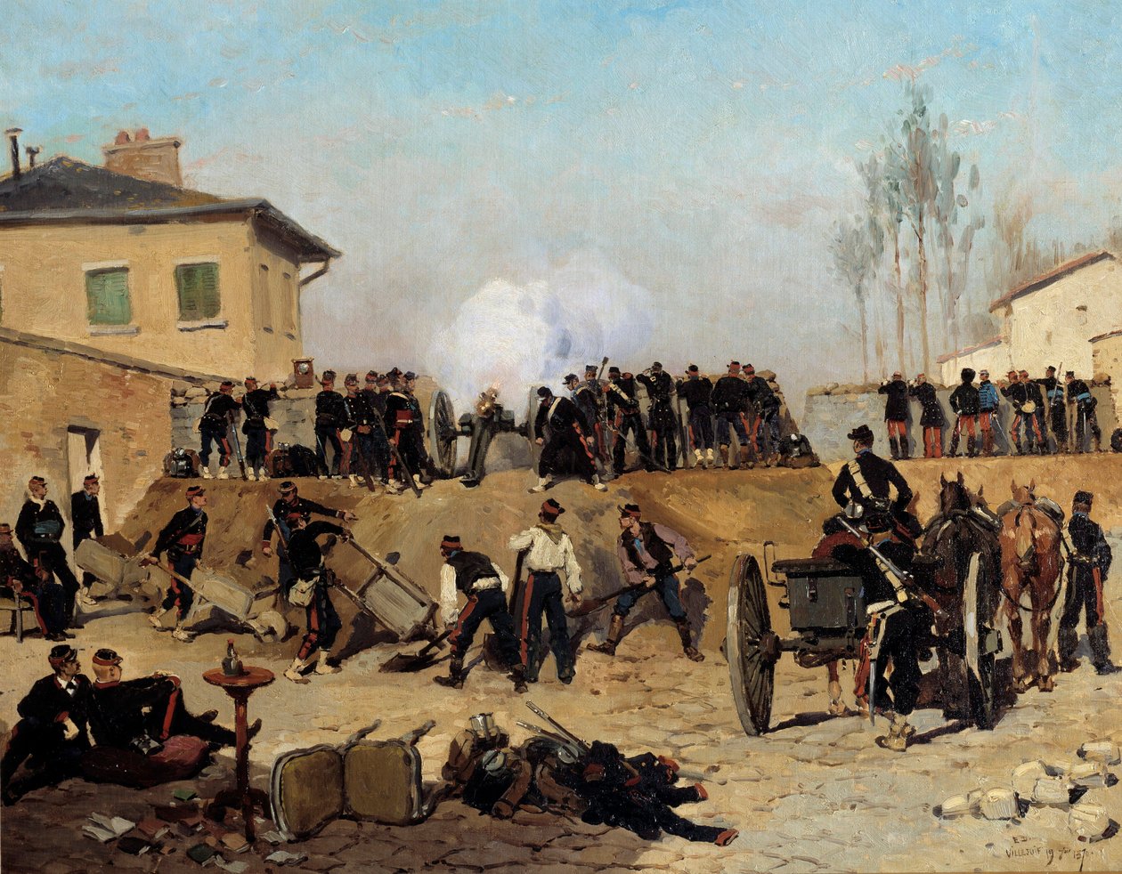 Belägring av Paris: "" kamp i Villejuif den 19/09/1870"" Målning av Edouard Detaille (1848-1912) 1870 Sön. 0,55x0,67 m Paris, musee d