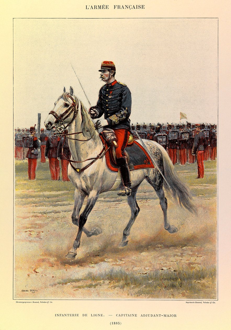 Typer och uniformer av kapten Jules Richards franska armé, illustrerad av Edouard Detaille (1848-1912): Linjeinfanteri: Kapten Warrant Officer 1885, privat samling av Jean Baptiste Edouard Detaille