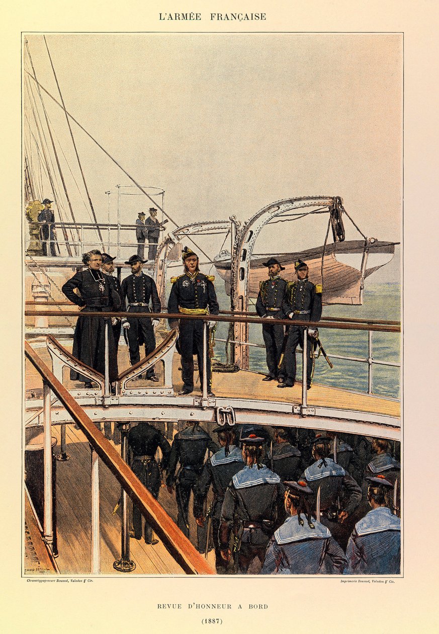 Typer och uniformer av kapten Jules Richards franska armé, illustrerad av Edouard Detaille (1848-1912): Marine: Revue d