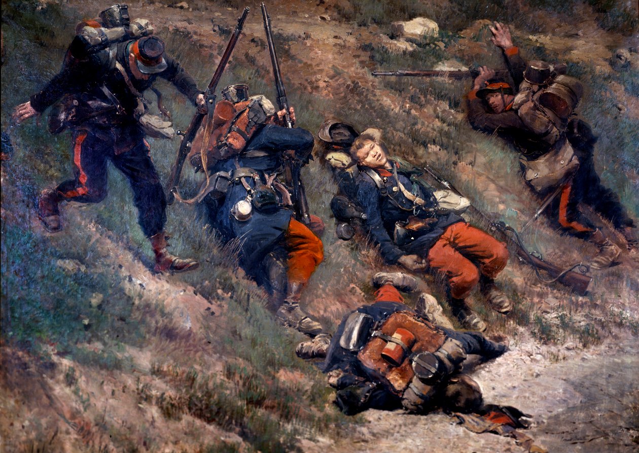 1870 års krig: "" Slaget vid Champigny, 1870-11-30"" Målning av Edouard Detaille av Jean Baptiste Edouard Detaille