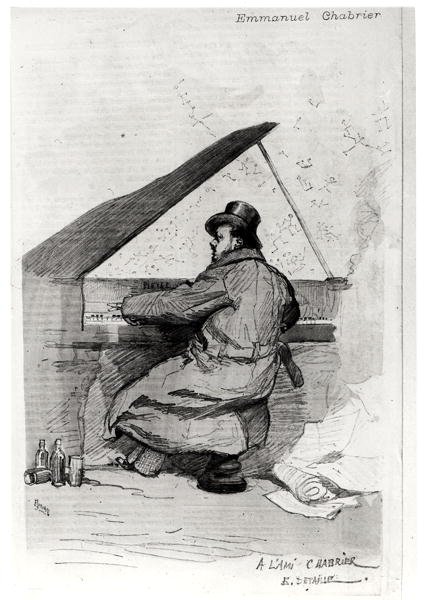 Alexis Emmanuel Chabrier (1841-94) vid pianot, graverad av Florian (se även 165875) av Jean Baptiste Edouard after Detaille