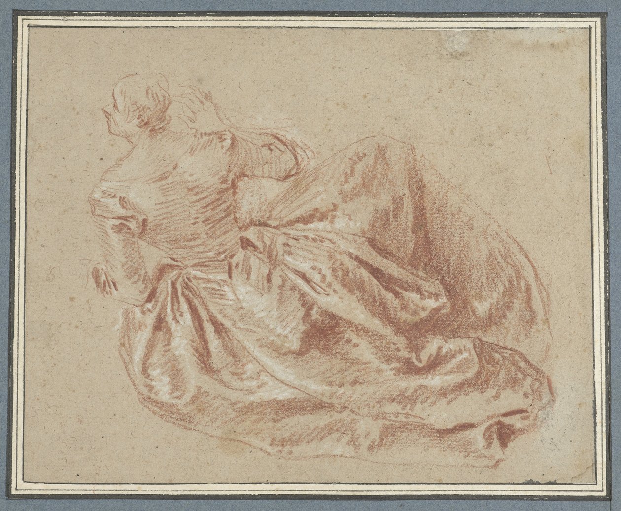 Damen sitter på golvet av Jean Baptiste François Pater