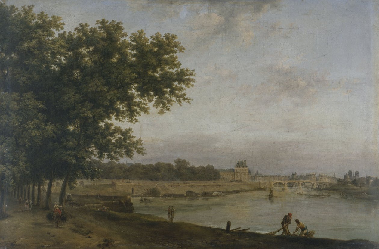 Tuilerierna och Pont Royal, sett från Cours-la-Reine, år 1783 (olja på duk) av Jean Baptiste Genillion