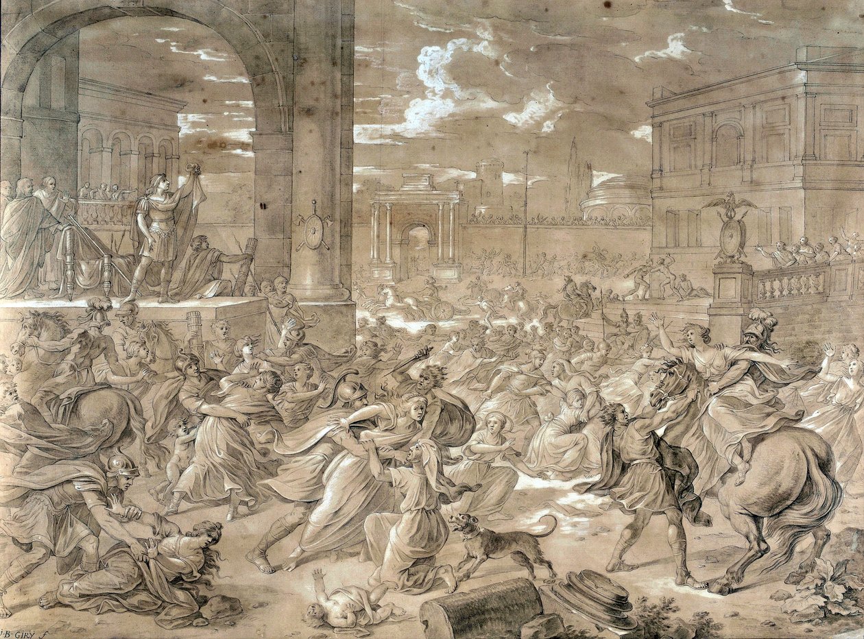 Abduction of the Sabines (olja på duk) av Jean Baptiste Giry