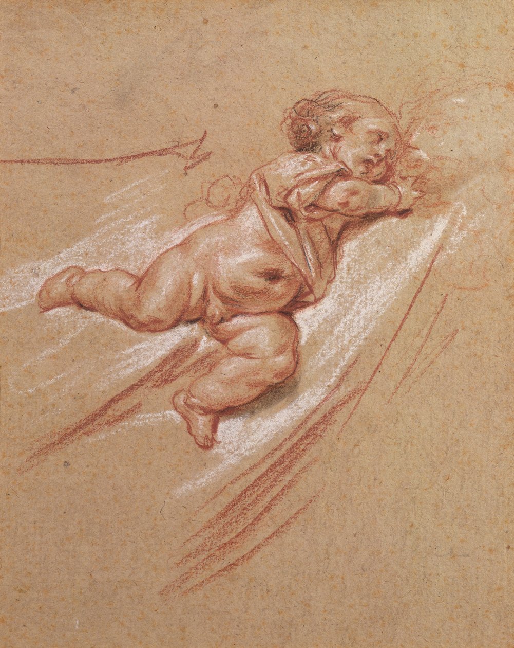 Ett barn (krita på papper) av Jean Baptiste Greuze