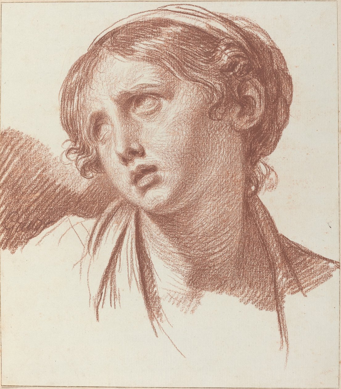 En Ung Flicka Som Ser Uppåt av Jean Baptiste Greuze