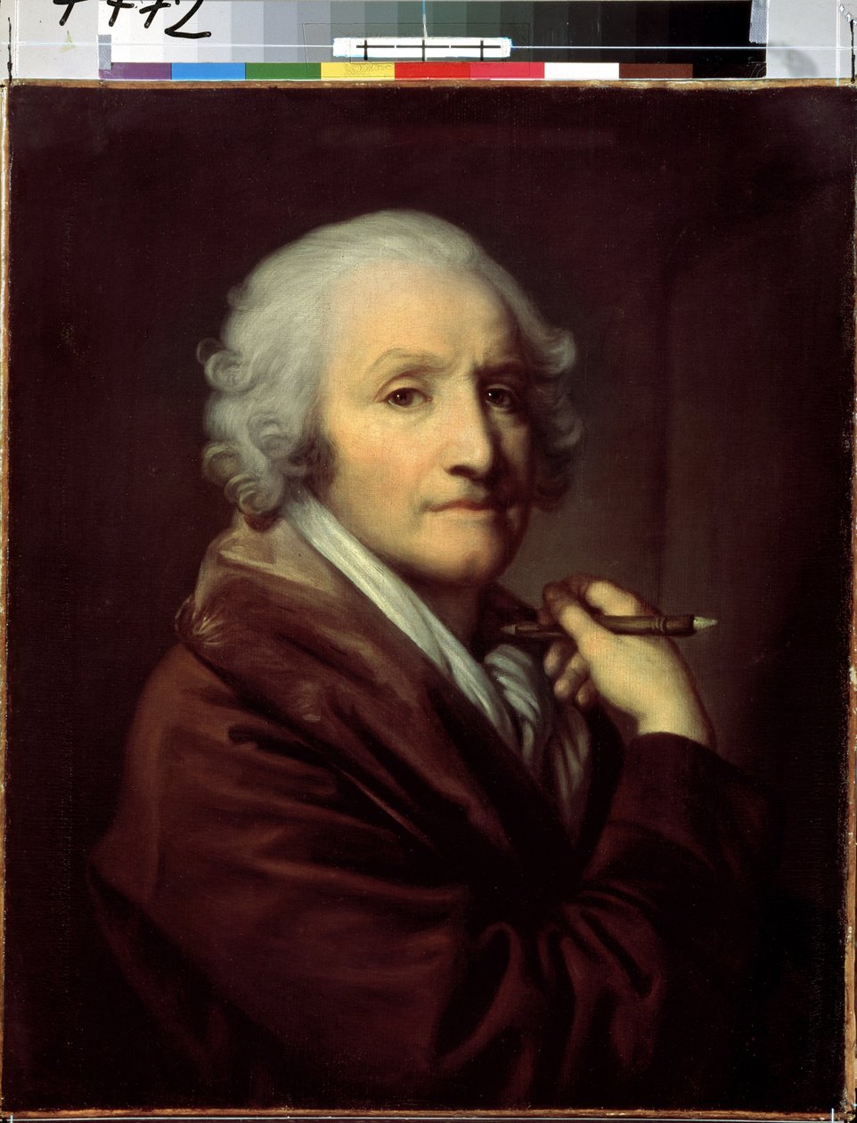 ""Självporträtt"" (Självporträtt) Målning av Jean Baptiste Greuze (1725-1805) omkring 1780 Mått 55,5x46 cm Sankt Petersburgs Eremitagemuseum av Jean Baptiste Greuze