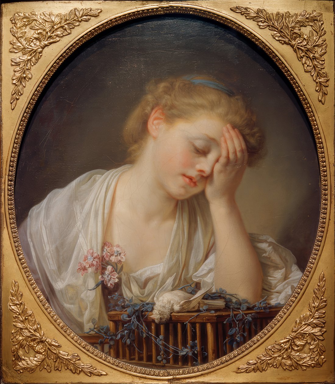 Den unga flickan som gråter över sin döda fågel av Jean Baptiste Greuze
