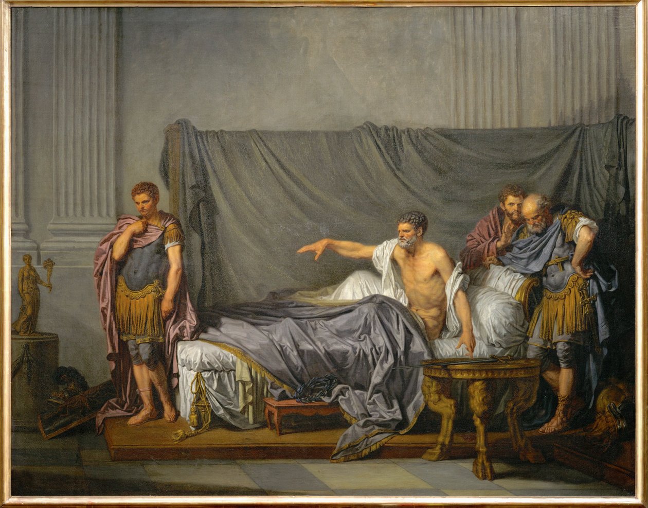 Kejsar Lucius Septimius Severus anklagar sin son Caracalla för att ha planerat mordet på honom... av Jean Baptiste Greuze