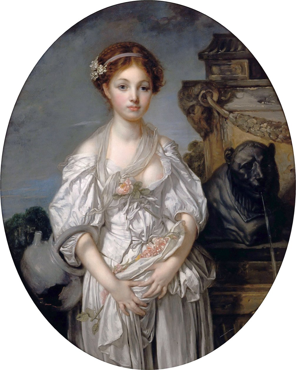Franska:  La cruche cassée Den trasiga kannan av Jean Baptiste Greuze
