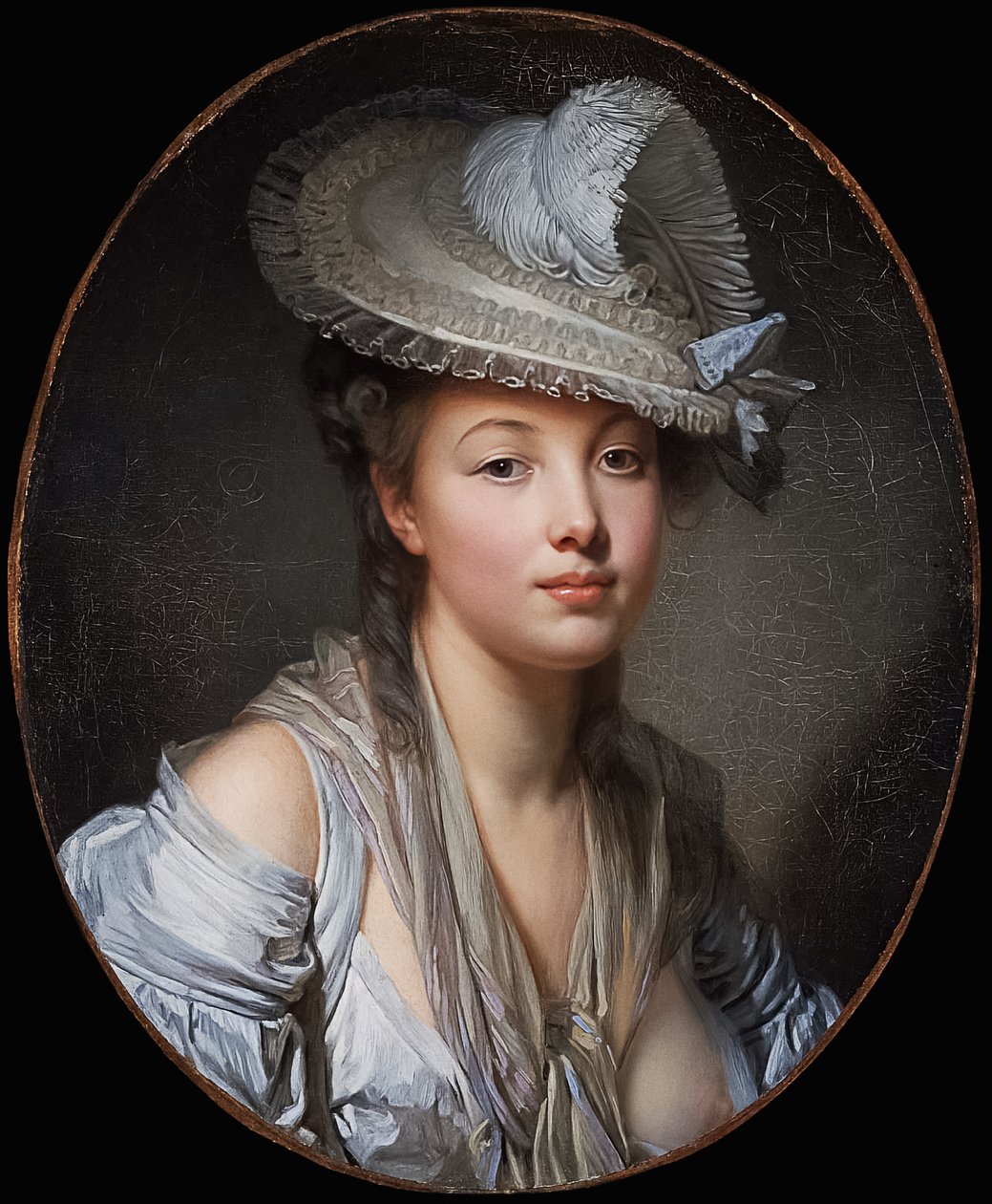 Franska: Le Chapeau blanc Den vita hatten av Jean Baptiste Greuze