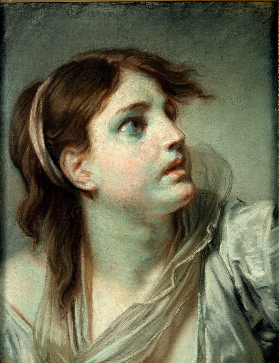 Head of a Young Girl (pastell på papper) av Jean Baptiste Greuze