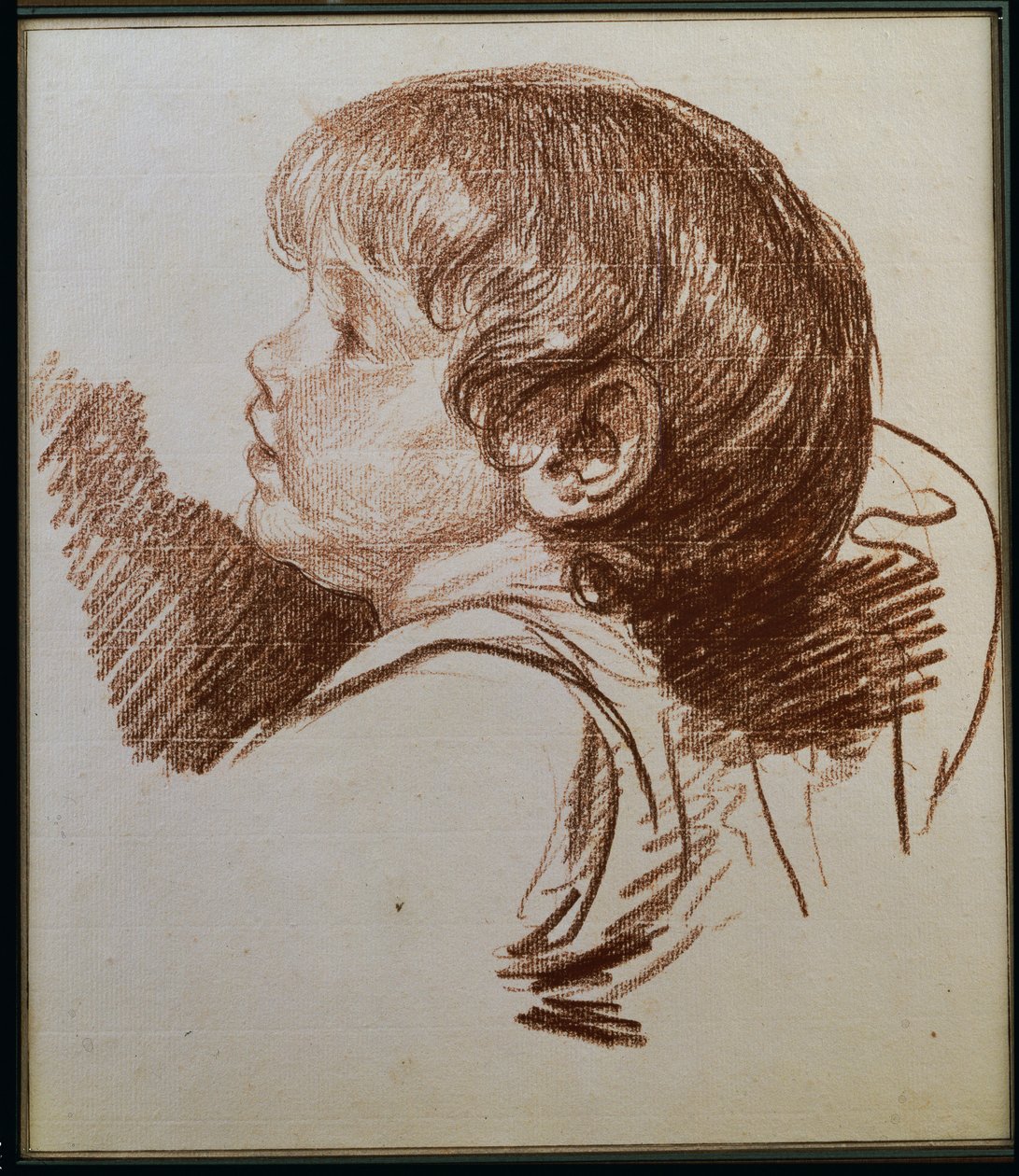 Huvudet på en pojke i profil till vänster av Jean Baptiste Greuze