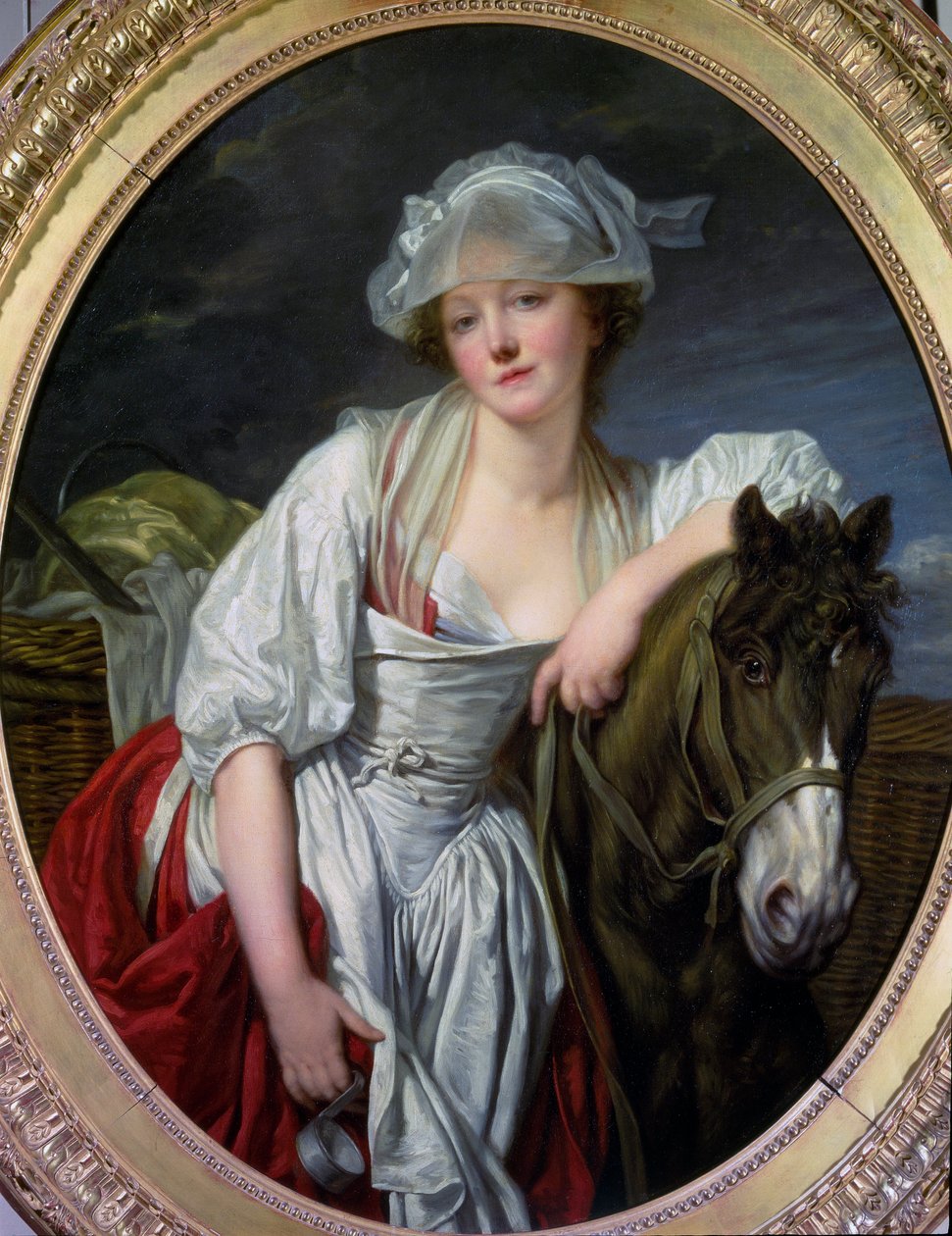 The Milkmaid-målningen av Jean-Baptiste (Jean Baptiste) Greuze (1725-1805) 1780 sön. 106x86 cm Paris, Louvren av Jean Baptiste Greuze