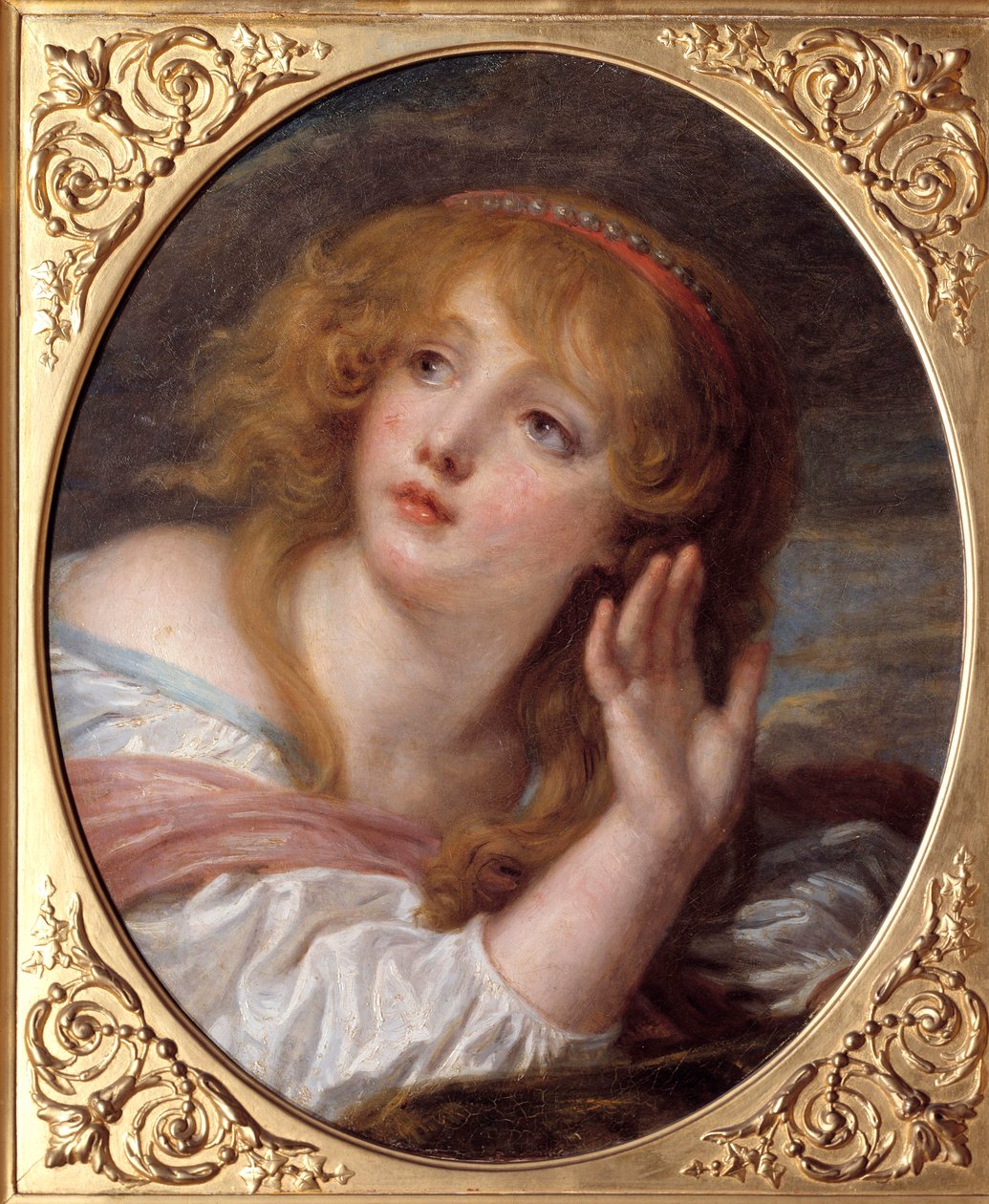 La surprise Målning av Jean Baptiste Greuze (1725-1805) 1700-talets sön. 0,47x0,38 m Chantilly, Musee Conde av Jean Baptiste Greuze