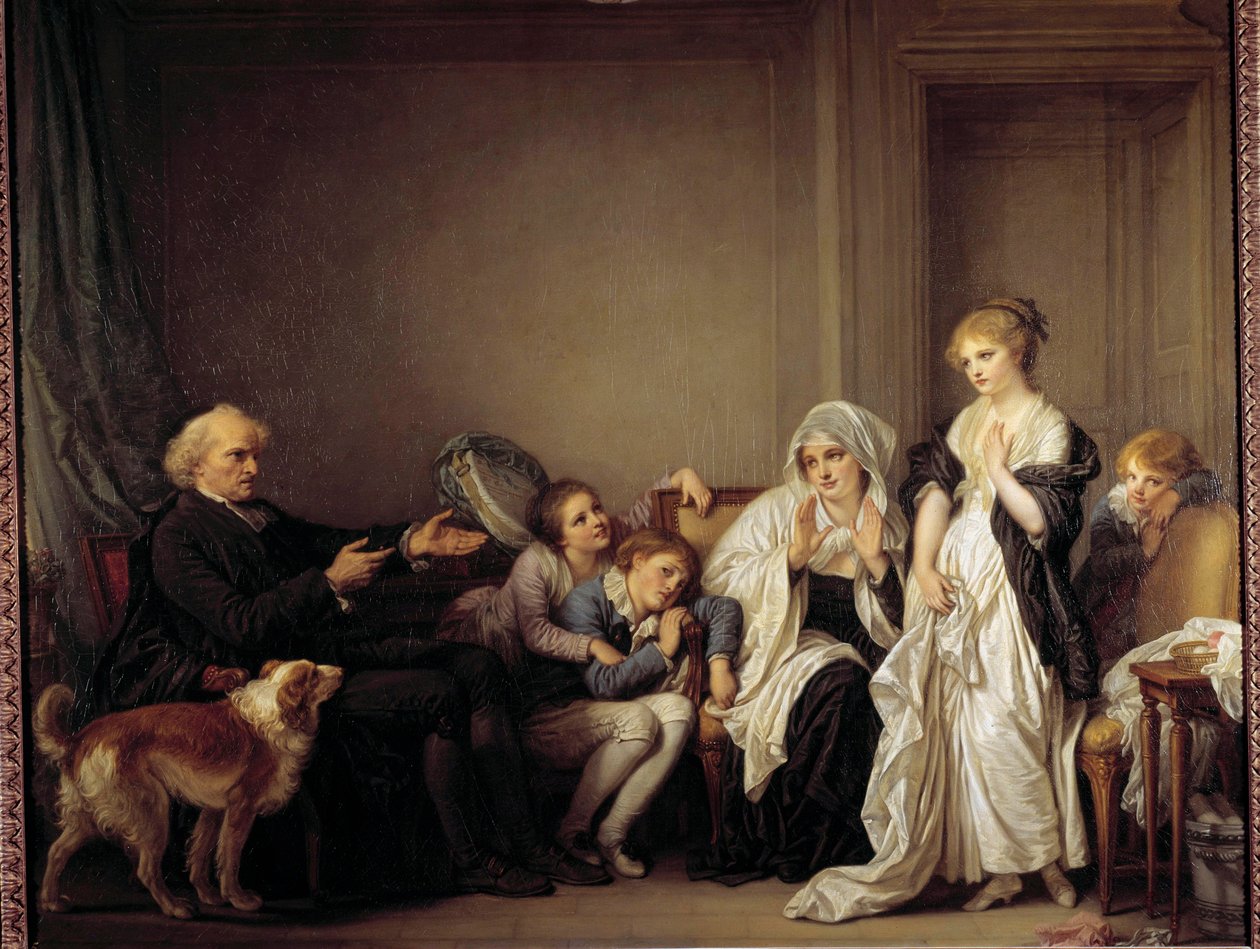 Botemedlet och den unga änkan Målning av Jean Baptiste Greuze (1725-1805) 1700-talet av Jean Baptiste Greuze
