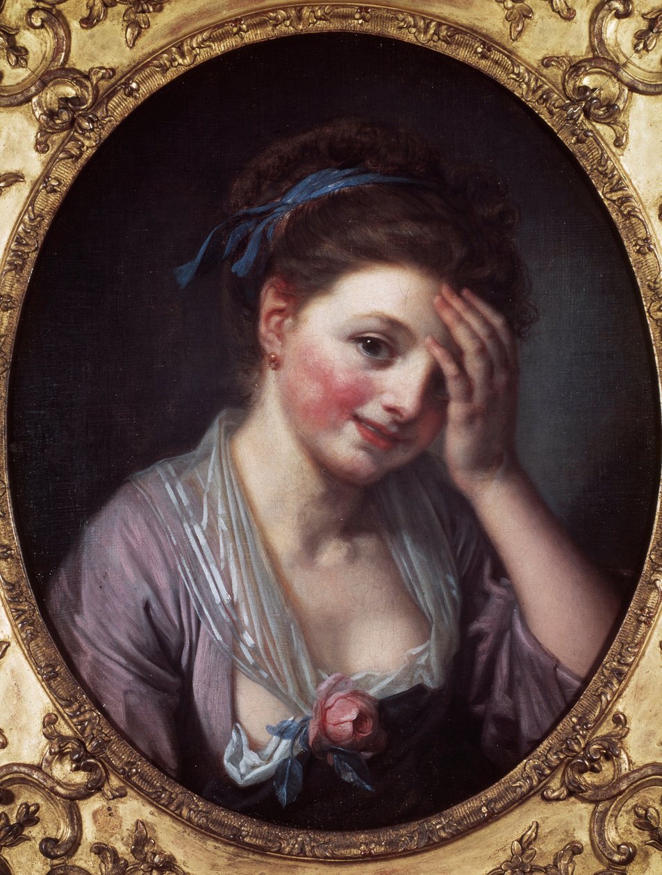 Flickan har rosen Målning av Jean Baptiste Greuze (1725-1805) 1700-talet. Paris, Musee Cognacq Jay. av Jean Baptiste Greuze