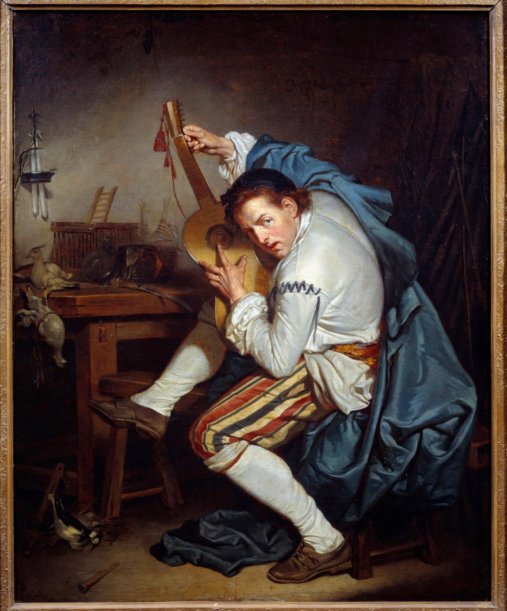 Gitarristen, eller en fågel som, när han återvände från jakt, skänker sin gitarr Målning av Jean Baptiste Greuze (1725-1805) 1700-talssön. 0,71x0,57 m Nantes, Musee des Beaux Arts av Jean Baptiste Greuze