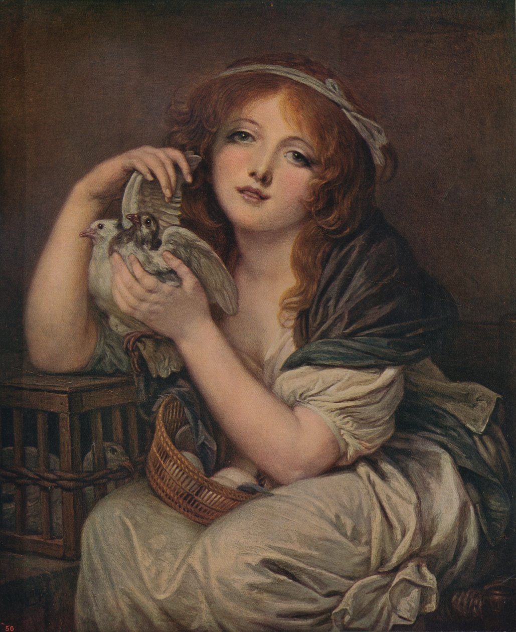 Kvinna med duvor, 1799-1800, c1915 av Jean Baptiste Greuze