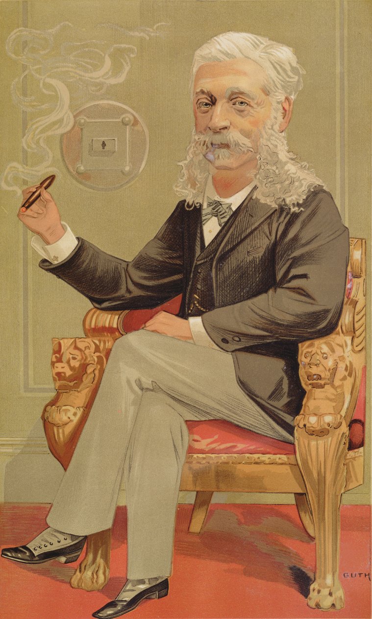 Baron Alphonse de Rothschild, illustration från Vanity Fair, 1894 färglitho av Jean Baptiste Guth