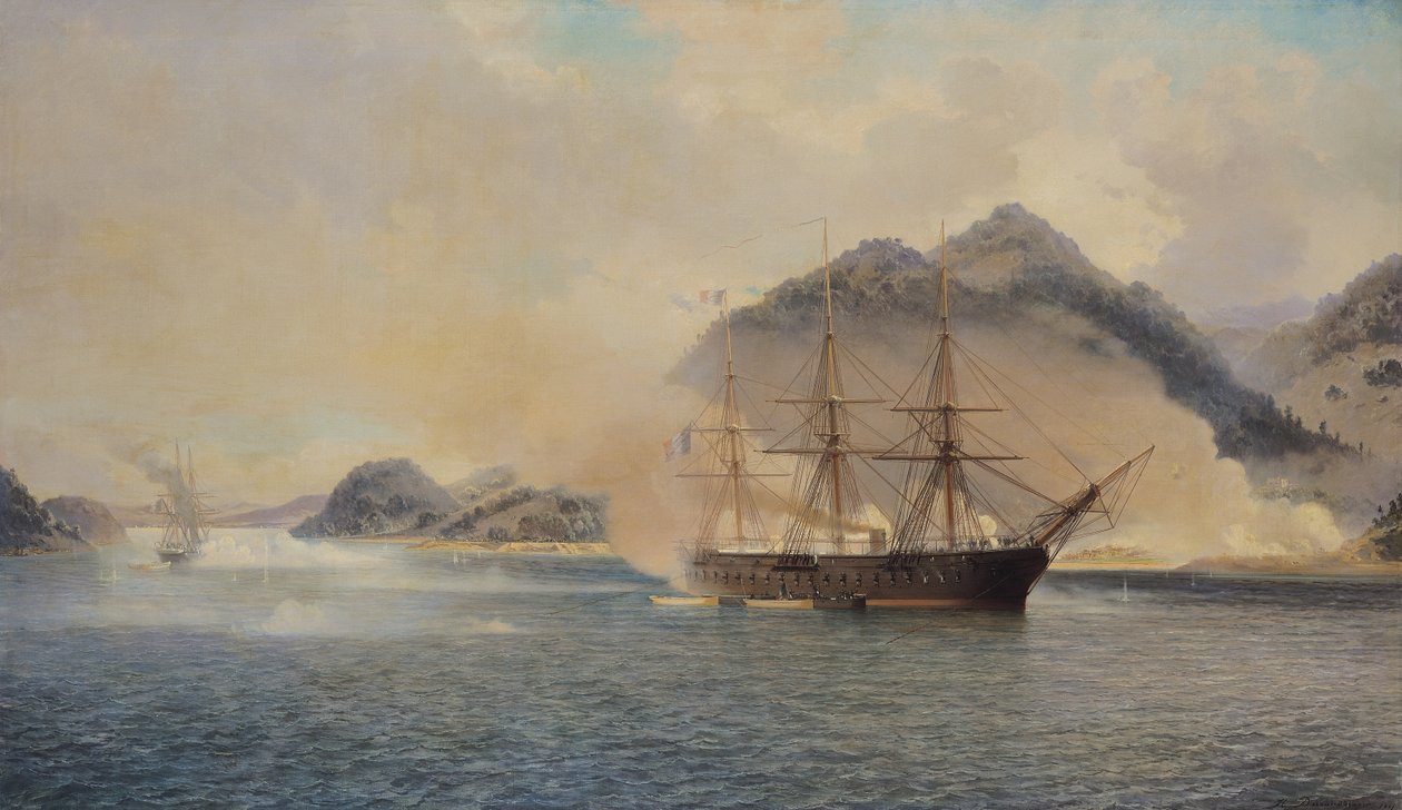 Sjöslaget vid Shimonosekisundet, 20 juli 1863, 1865 av Jean Baptiste Henri Durand Brager