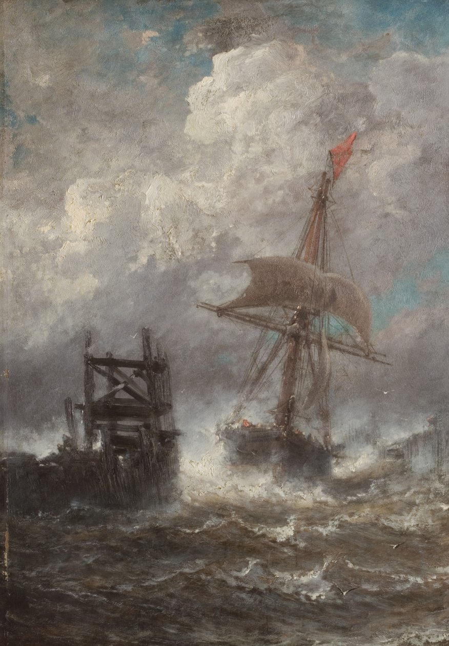Havslandskap med skepp, 1870 av Jean Baptiste Henri Durand Brager