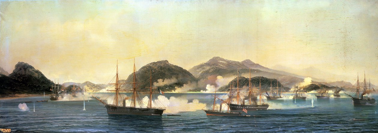 Andra slaget vid Shimonoseki, 5 september 1864, 1868 av Jean Baptiste Henri Durand Brager