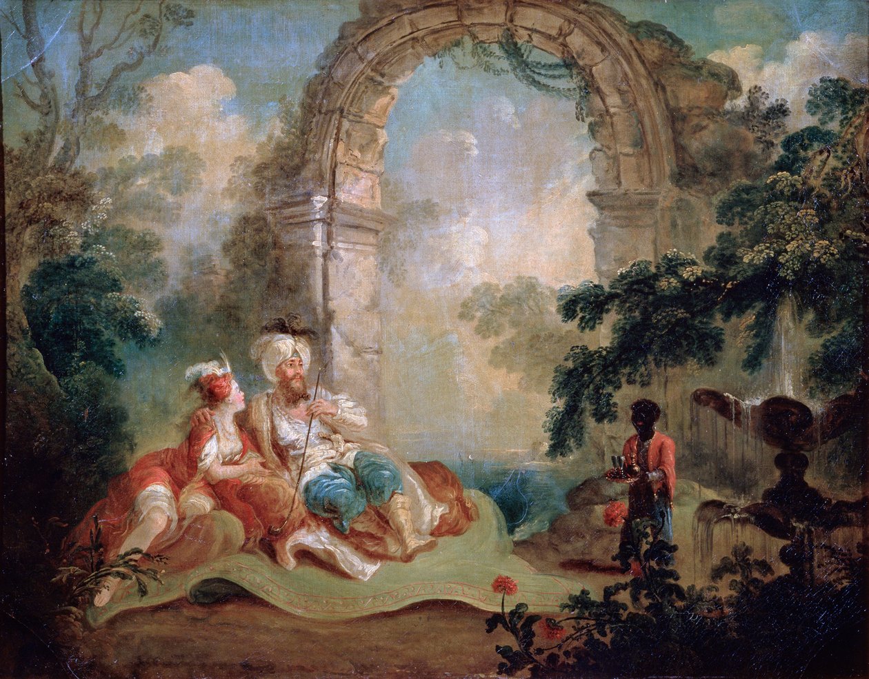 Turkisk Pasha och Odalisque, sent 1700-tal eller tidigt 1800-tal.. av Jean Baptiste Hilair