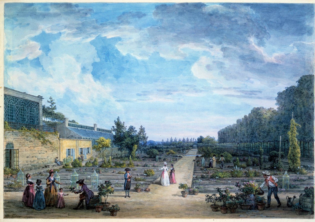 Utsikt över Jardin du Roi (nuvarande Jardin des Plantes) Litografi av Jean Baptiste Hilaire (1753-1822) 1794 Paris, B.N. av Jean Baptiste Hilaire