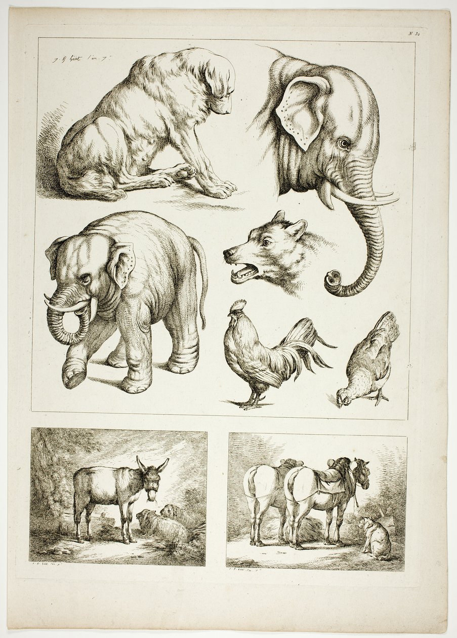 Plåt 32 av 38 från Oeuvres de J. B. Huet av Jean Baptiste Huet
