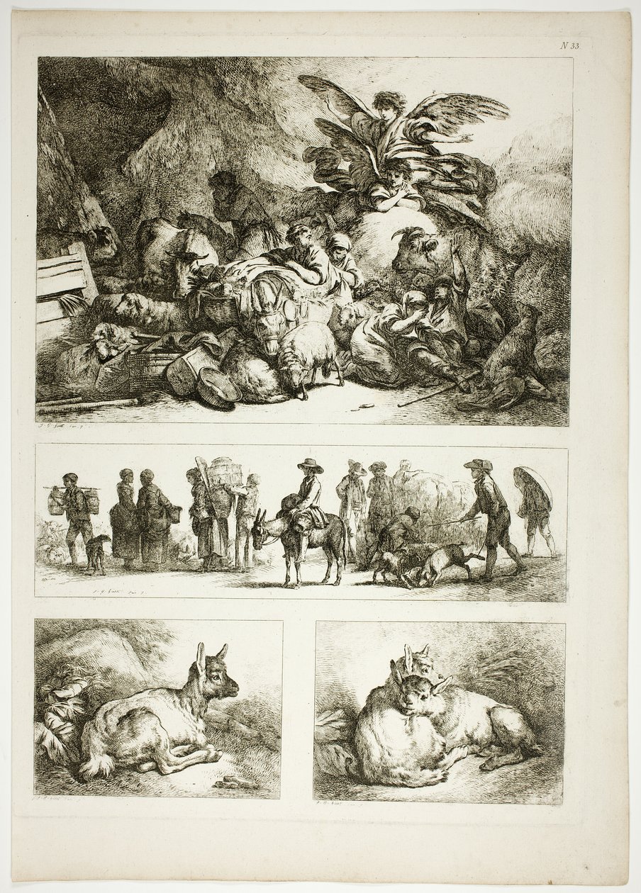 Plåt 33 av 38 från Oeuvres de J. B. Huet av Jean Baptiste Huet