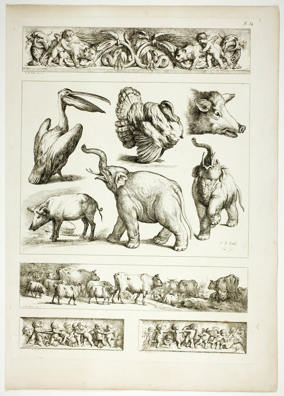 Plåt 34 av 38 från Oeuvres de J. B. Huet av Jean Baptiste Huet