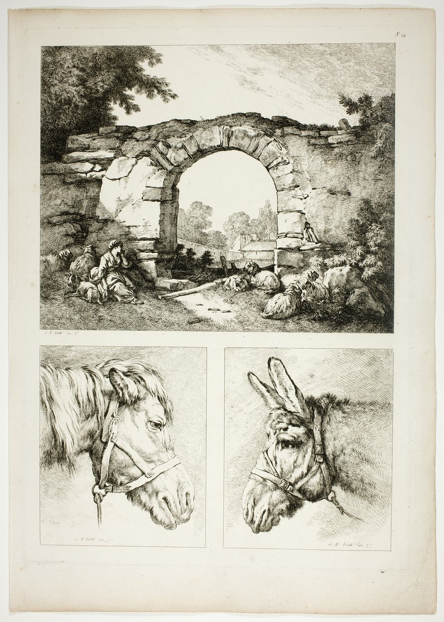 Tallrik fjorton av 38 från Oeuvres de J. B. Huet av Jean Baptiste Huet