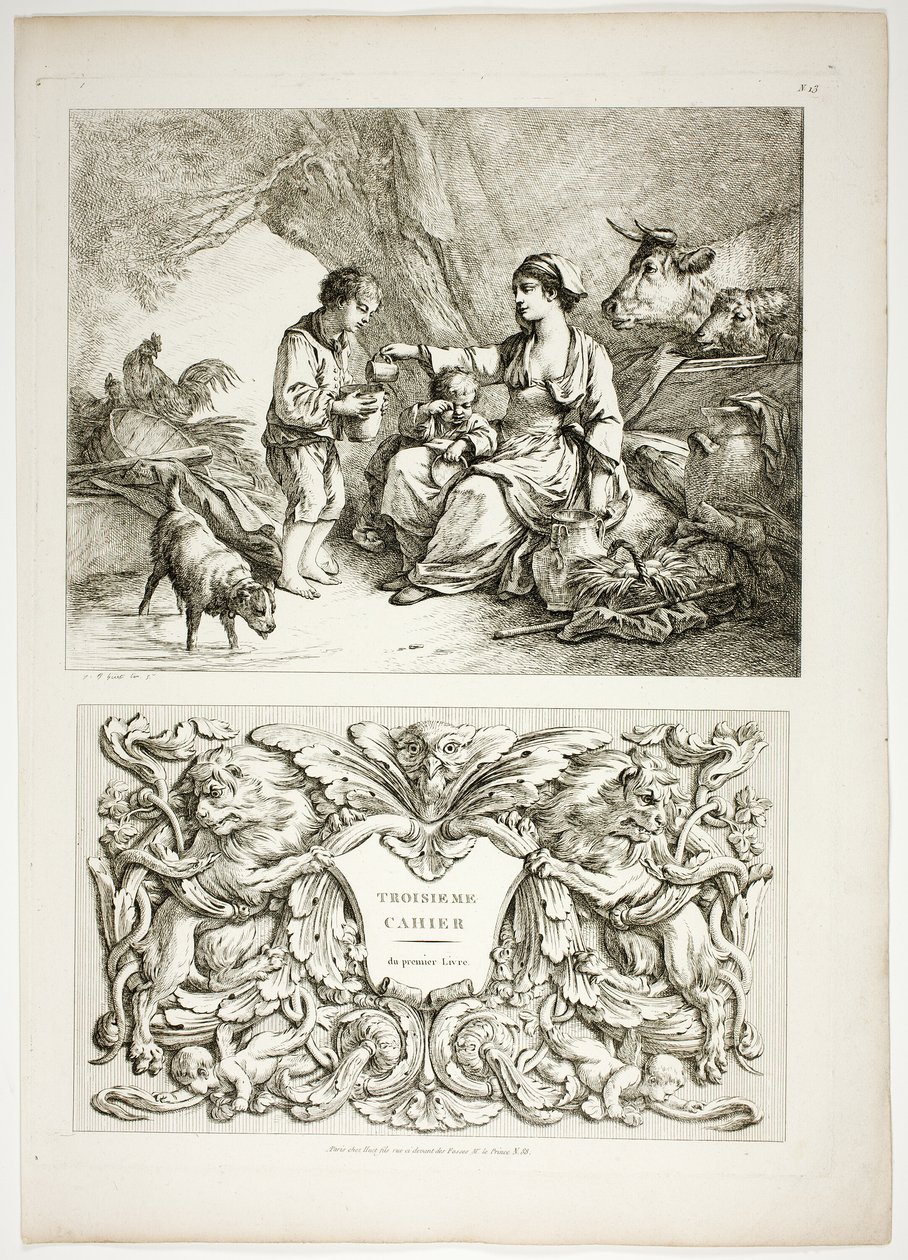 Tallrik tretton av 38 från Oeuvres de J. B. Huet av Jean Baptiste Huet